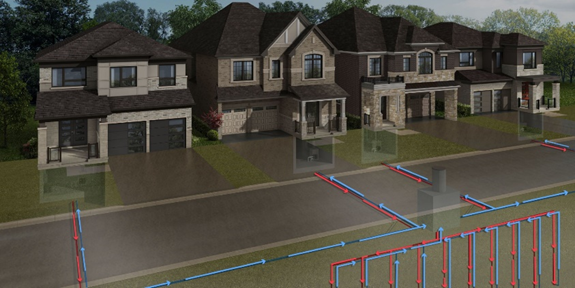 Rendering of installed geoexchange field in rights-of-way