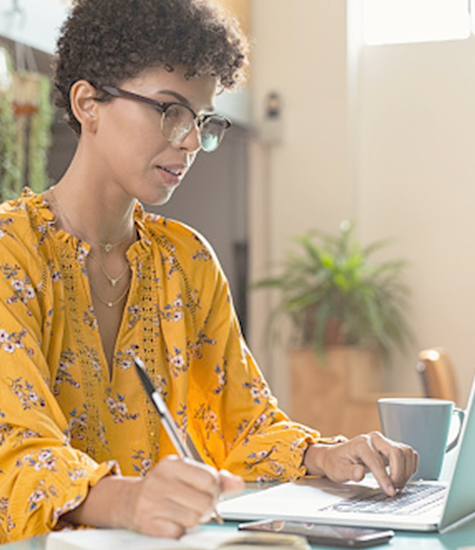 Young person looking for information on the web