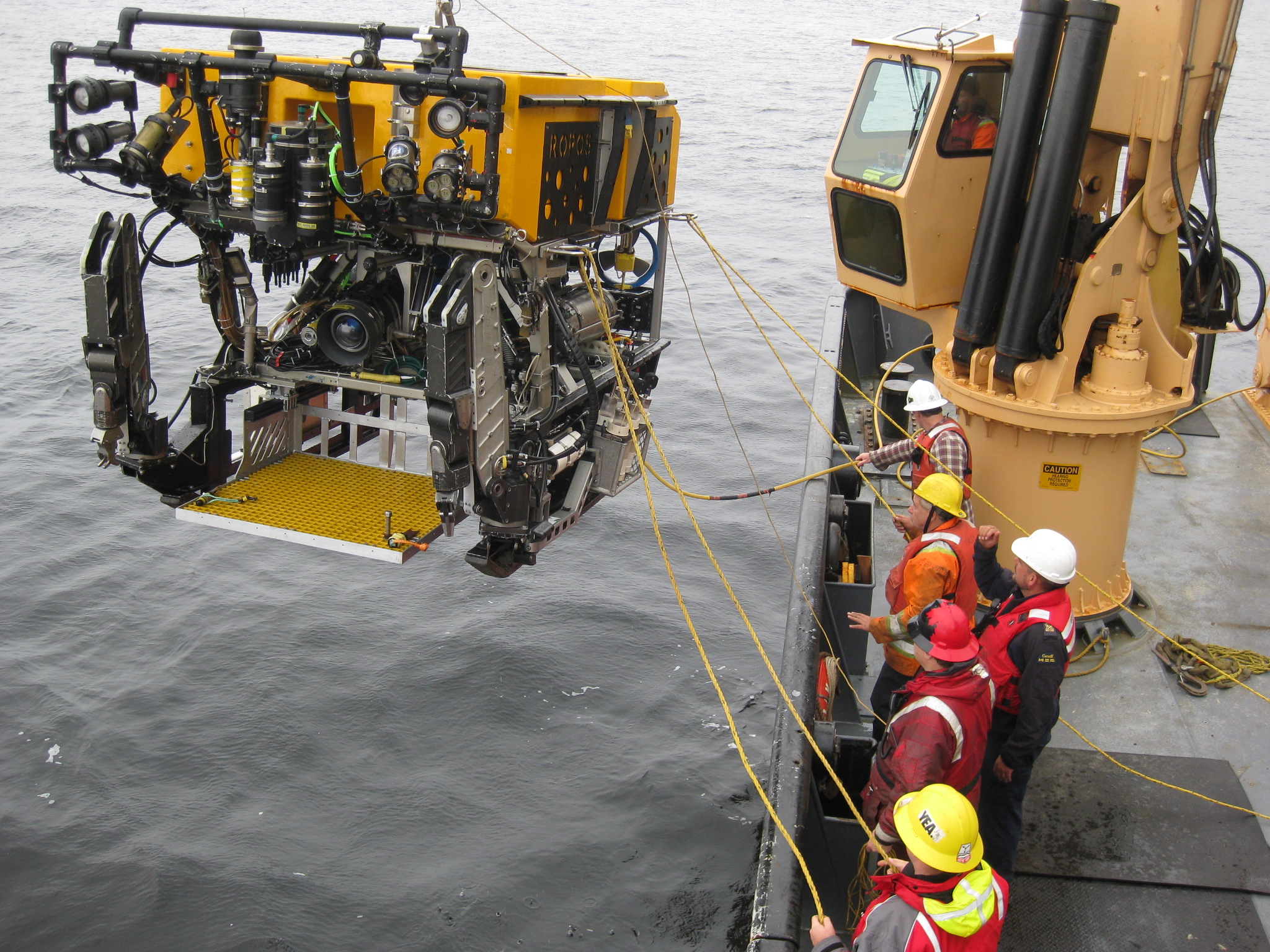 Kim and his team of NRCan scientists use a remotely operated underwater vehicle to study the reefs.