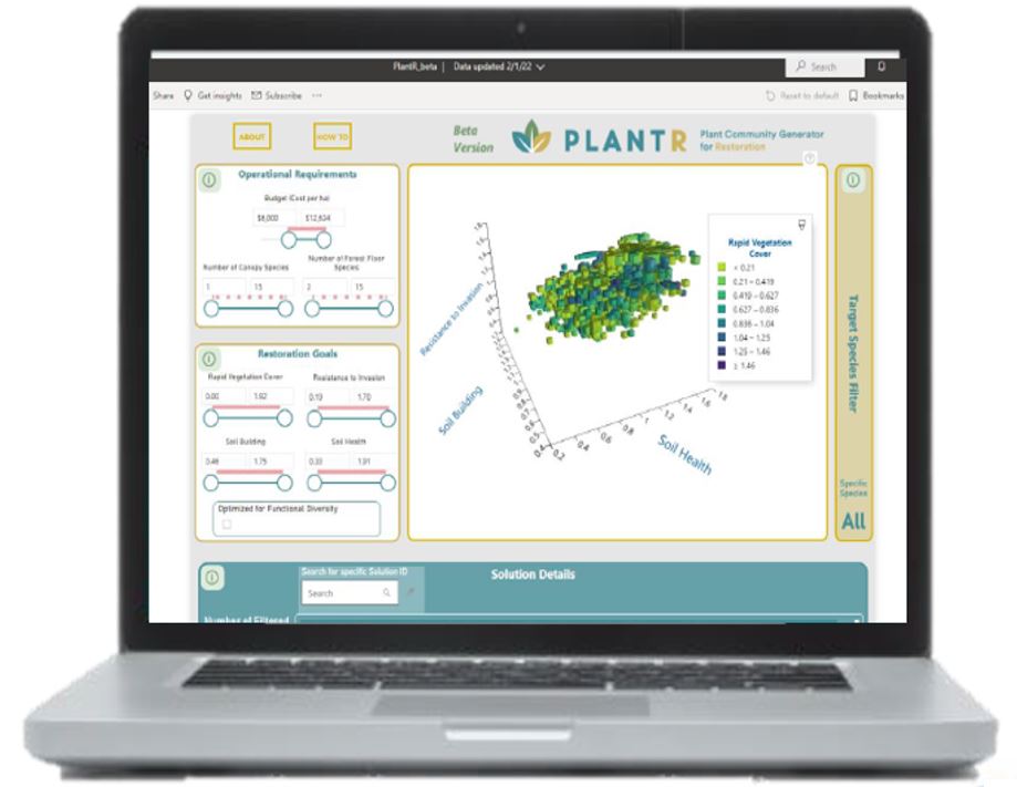 An open laptop with the PlantR platform on the screen.