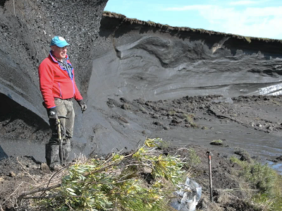 Three photos of scientist Scott Dallimore working in Canada’s Arctic.  